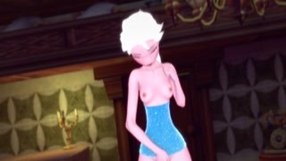 she froze - elsa jerking off - hentai