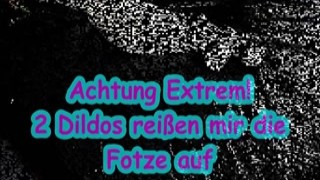 MelissaDeluxe - Achtung Extrem - 2 Dildos reissen mir die Fotze auf