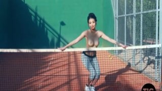 Reina Strips - Naked In Tennis Court