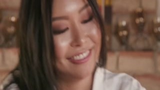 Big Tit Asian Honey Moon Strokes His Big Cock For Cum Relief
