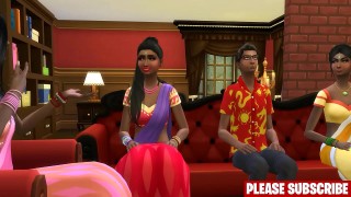 three indian step-sisters help virgin stepbrother have sex for the first time as a thank you for the vacation he gave