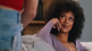 Jayden grumpily collects her stuff