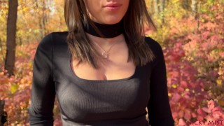 a quick outdoor blowjob with stepsister