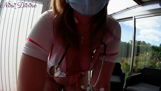 cumshot on nini the nurse s natural boobs and her huge ass 