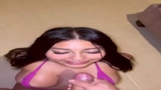 Thalia And Felipe - HandJob and BlowJob with Lots of Cum