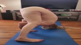 Grandma Momma Vee does nude yoga