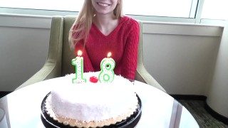 watch this leggy 18 year old blonde newbie suck cock