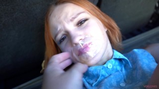 fucked a tied up girl in trunk in woods and cum in her mouth